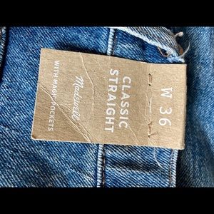 Madewell Straight Leg Peralta Wash size 36